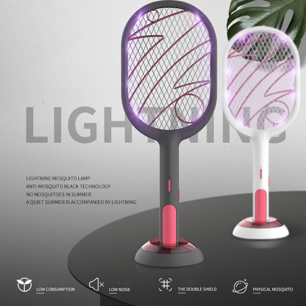 Electric Mosquito Swatter 2 Läges 1200mAh USB uppladdningsbart hemfluga Bug Zapper Racket Inserts Killer Pest Control Products