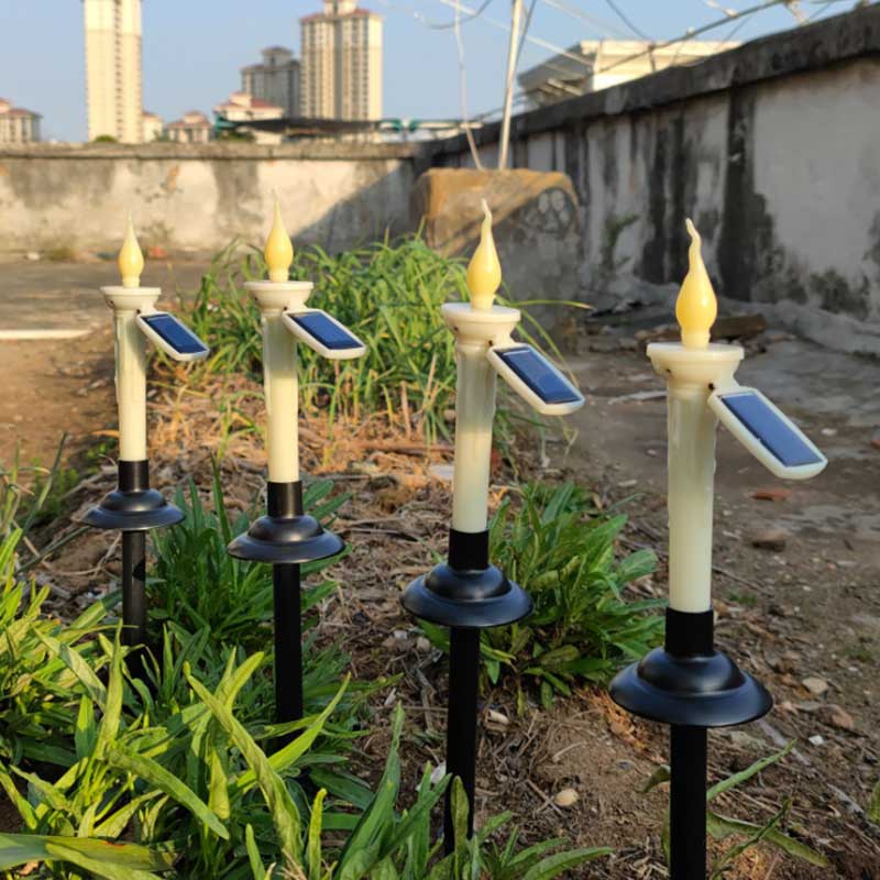 4 pezzi Candibelle a led a led solare giallo chiaro con candele a base di terra nera, sole ricaricabili da 7,5 pollici di candele da giardino da 7,5 pollici