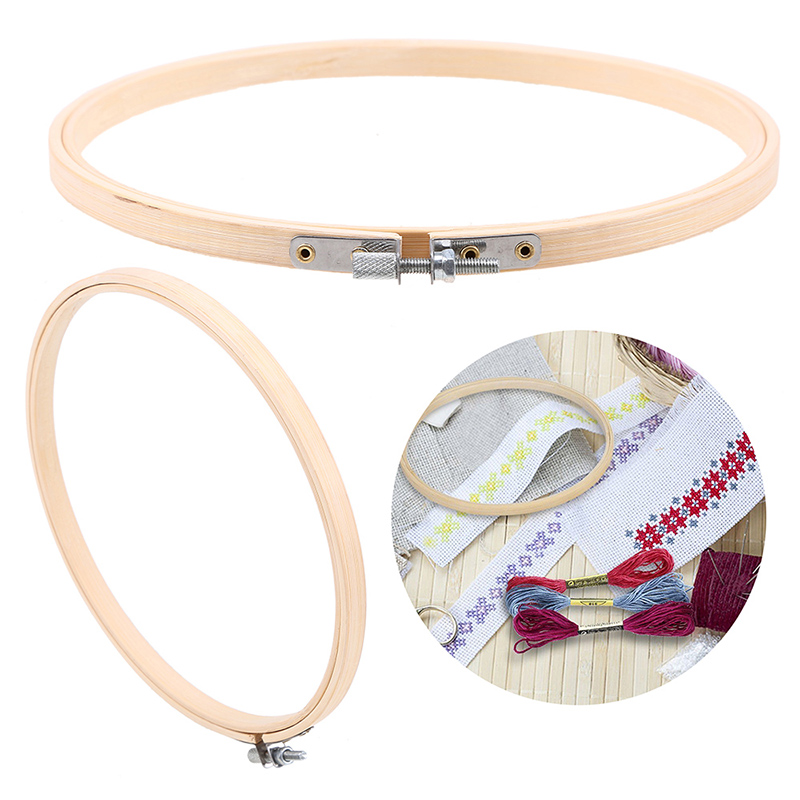 15-26cm Round Embroidery Hoop Loop Bamboo Cross Stitch Adjustable Handmade Crafts Tool Beginner Embroidery Circle Sewing Kit