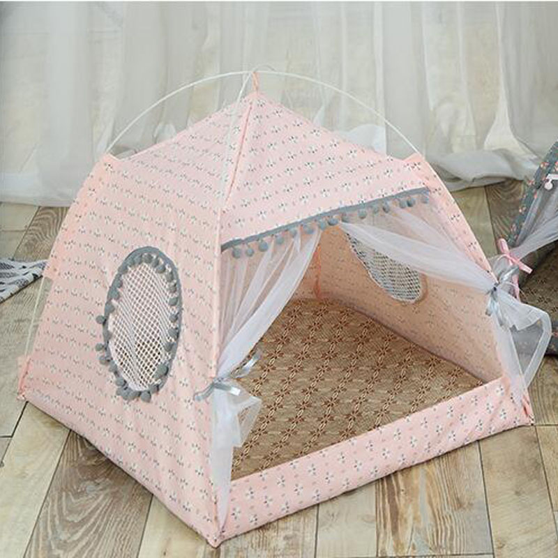 Casa de gato de verão adorável camas de tenda gato de gato removível e lavável tenda de pet tenda dobrável gatinho ninho de ninho para gato