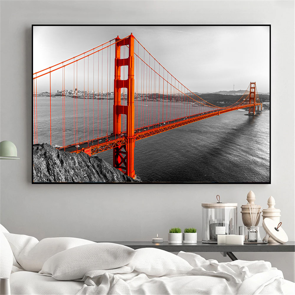 Paysage toile peinture de San Francisco Golden Gate Bridge Prift Affiches et imprimés Wall Picture Room Home Decor No Frame