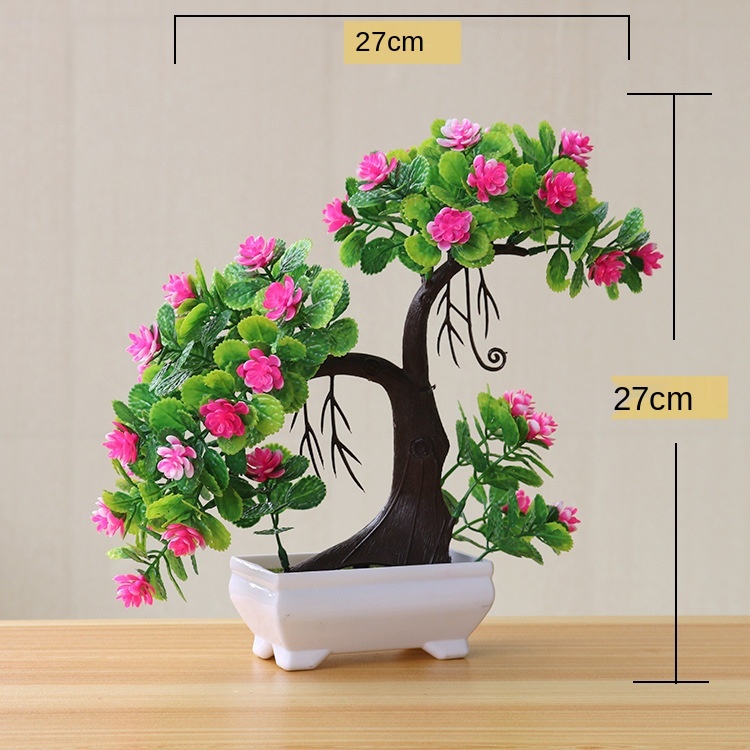 25Syles Small Bonsai Rose Series Plantes artificielles Bonsaï Plastic Grass Ball Pine Tree Potted Bonsai Christmas Home Party Decor