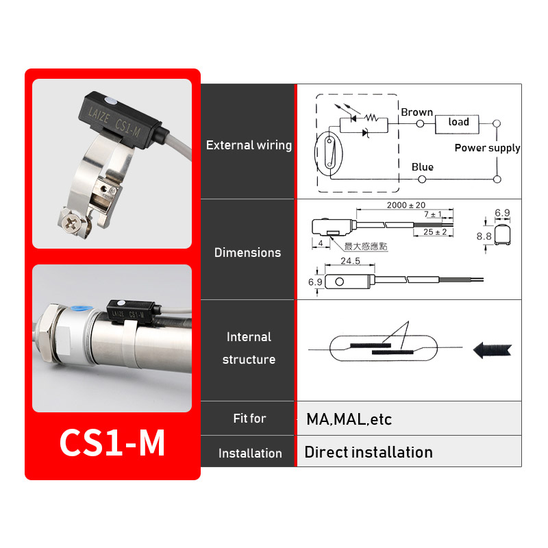 Sensore di interruttore a redazione magnetica pneumatica a cilindro ad aria CS1-F/CS1-U/CS1-J/CS1-S/CS1-G/CS1-M/D-A73/D-C73/D-Z73/D-A93