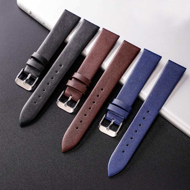 Watch Bands Genuine Cowhide Leather Watch Strap Universal Plain Watchband Women Men Bracelet Watchband for Watch 12/14/16/18/20/22mmL2404