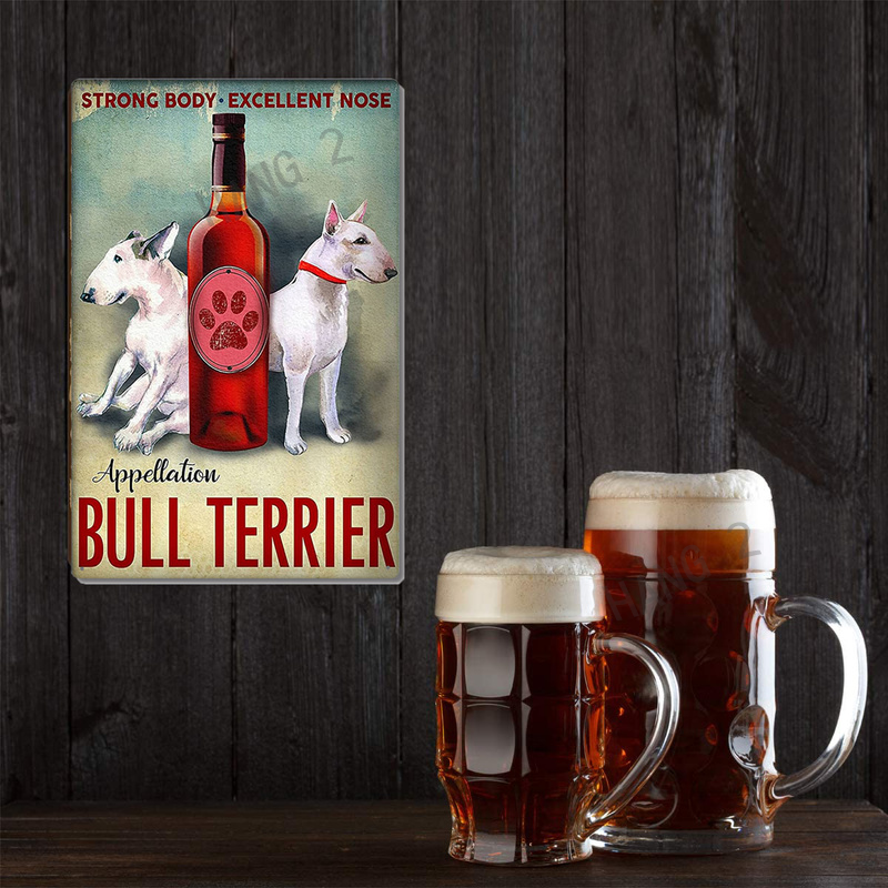 Vintage Staffordshire Bull Terrier Coffee&beer Tin Sign Retro Art Home Bar Restaurant Garage Cafe Wall Decor Metal Plaque 8x12in