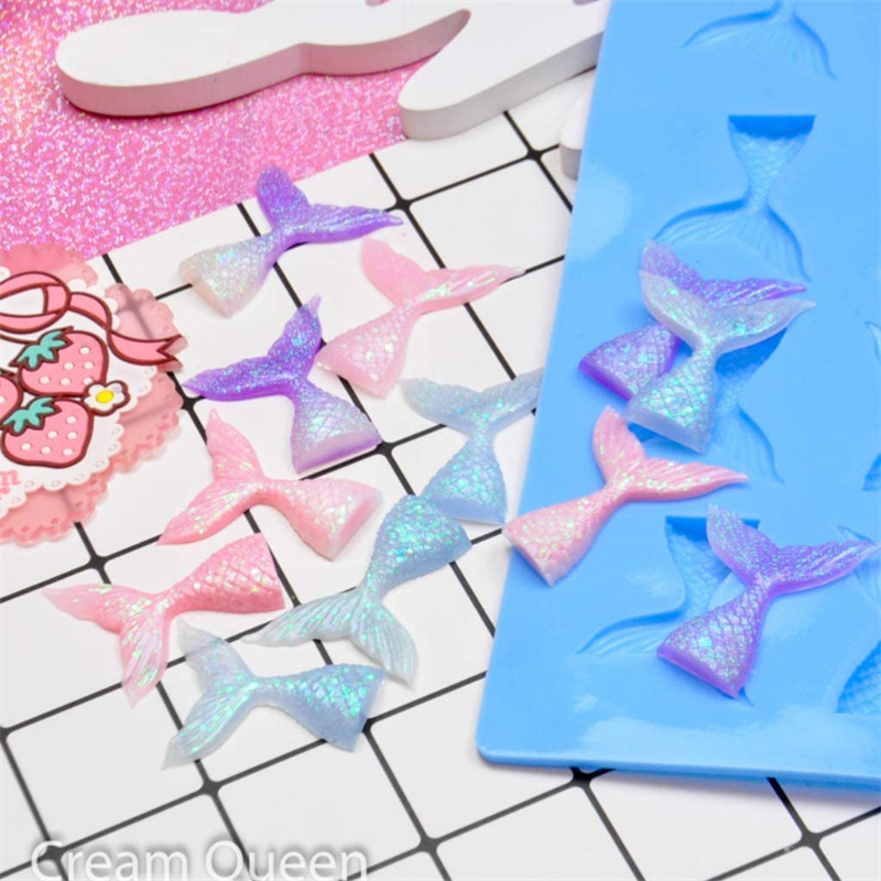 16 Grids Christening Mermaid Tail Silicone Mold Fishtail Fondant Cupcake Cake Decorating Baking Tools Soap Mold Fish Fork Tail