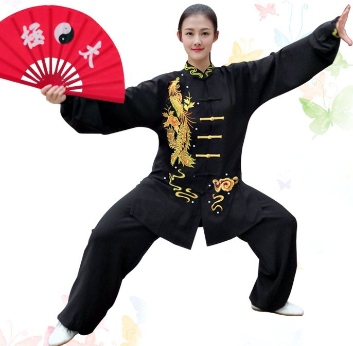 Aangepaste unisex Summerspring Embroidery Dragon/Phoenix Martial Arts Kung Fu Clothing Tai Chi Taiji Pakken Wushu -uniformen