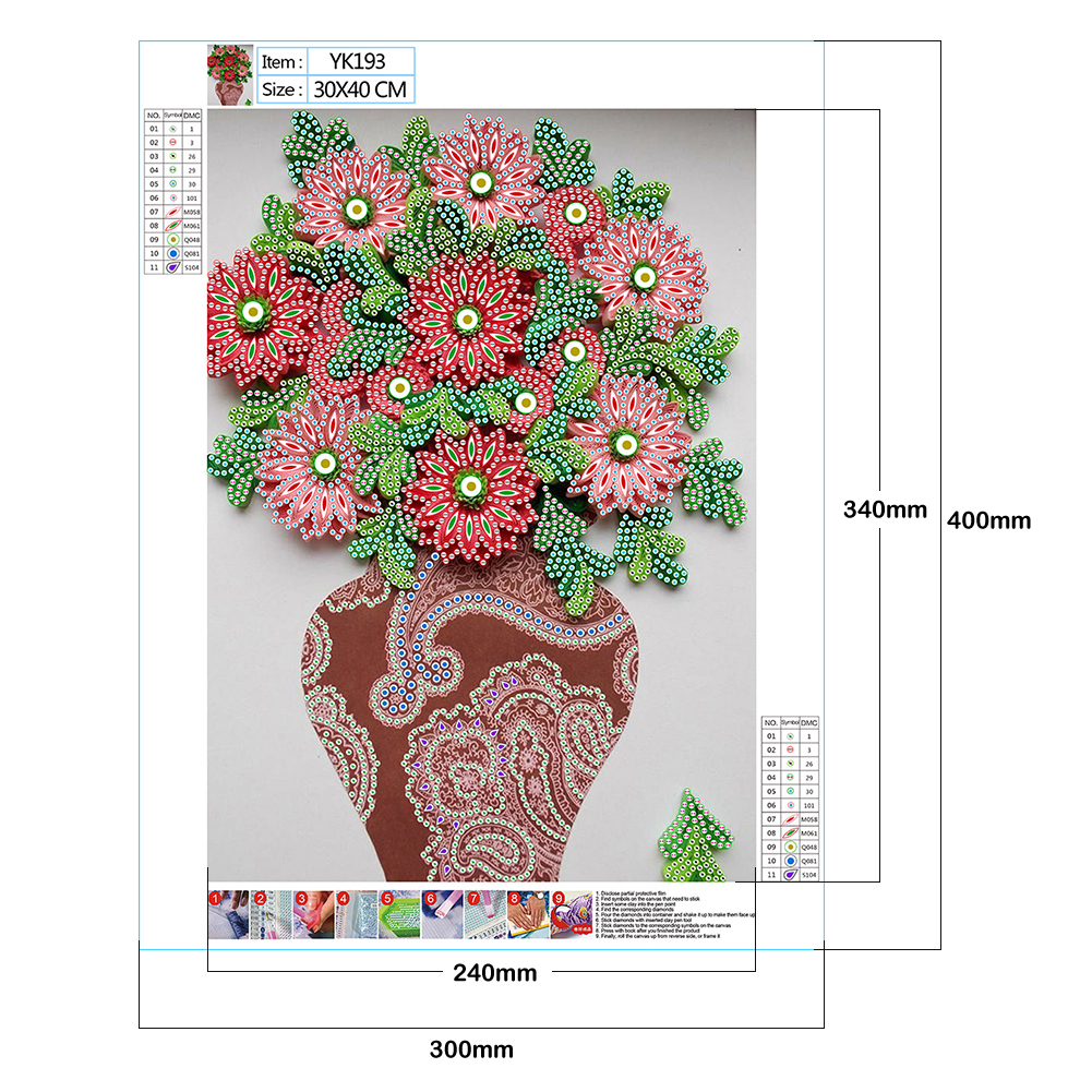 Diamond Painting 5D DIY Quilling Paper Painting Flowers Special Shape Partial Drill Rhinestone Mosaic Picture Kits Wall Art Home