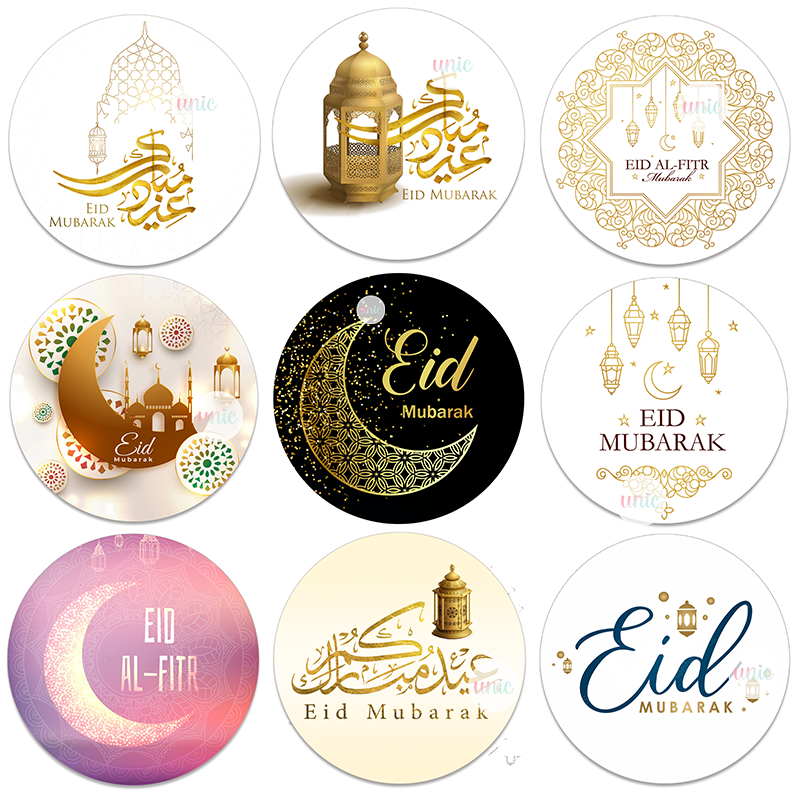 Eid Mubarak Verpackung Versiegelung Aufkleber Aufkleber Candy Bag Geschenkbox Labels für Kinder Geburtstagsfeier Eid al-Fitr Dekor Lieferungen