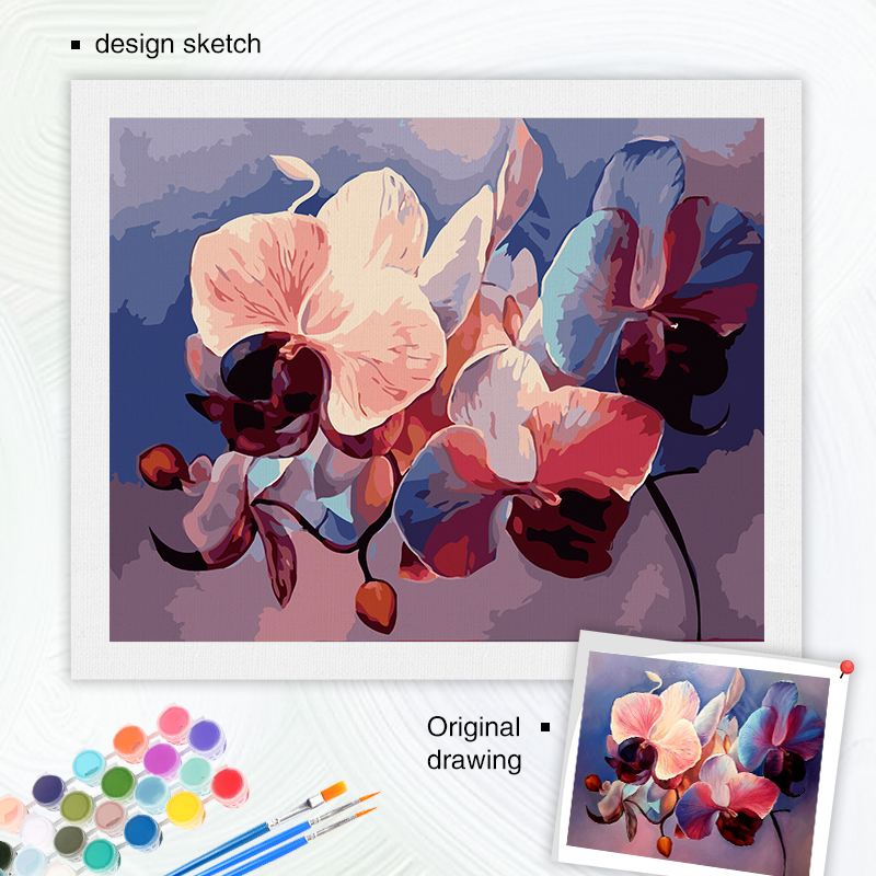 Ruopoty Diy рама акриловая краска по номеру цветок для взрослых цифровые рисования картинки по номерам бабочка орхидея