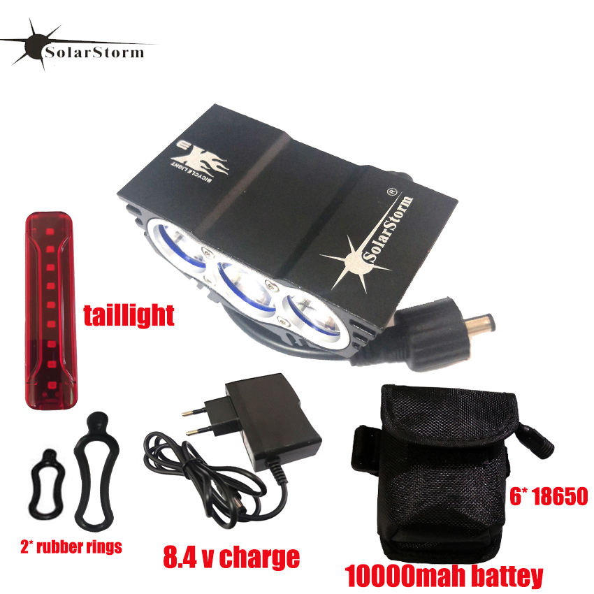 Éclairage de vélo à LED Solarstorm X3 LED BILLE 4 MODE T6 LAMBRE DE LUMIÈRE avant Lantern USB arrière 10000mAh Batterie Pack MTB Imperpose