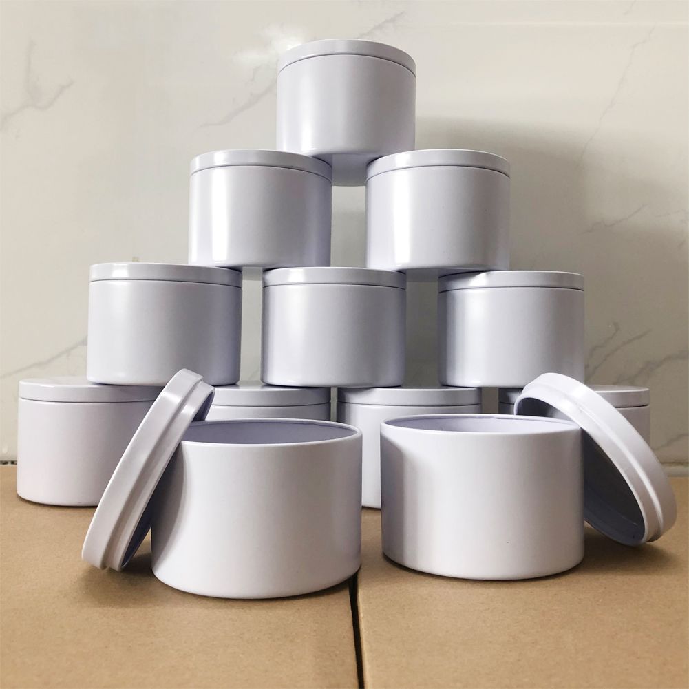 White Candle Tins 8oz Round Metal Tin Candle Jars with Lid for Diy Making Candles Containers Arts Crafts Storage