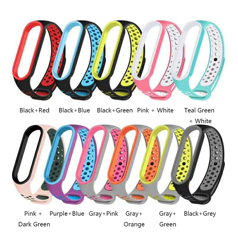 For Xiaomi Bracelet 5 Silicone Two-color Strap Porous Anti-sweat Sports Breathable Strap Replacement Wristband