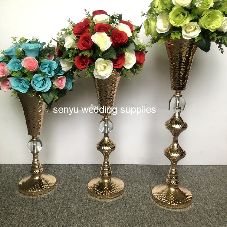 Stand Flower Centerpieces Pieces Metal Velas de ouro Decorações de casamento Vaso de vaso Bougeoire Stand Candelabra Seyu1363