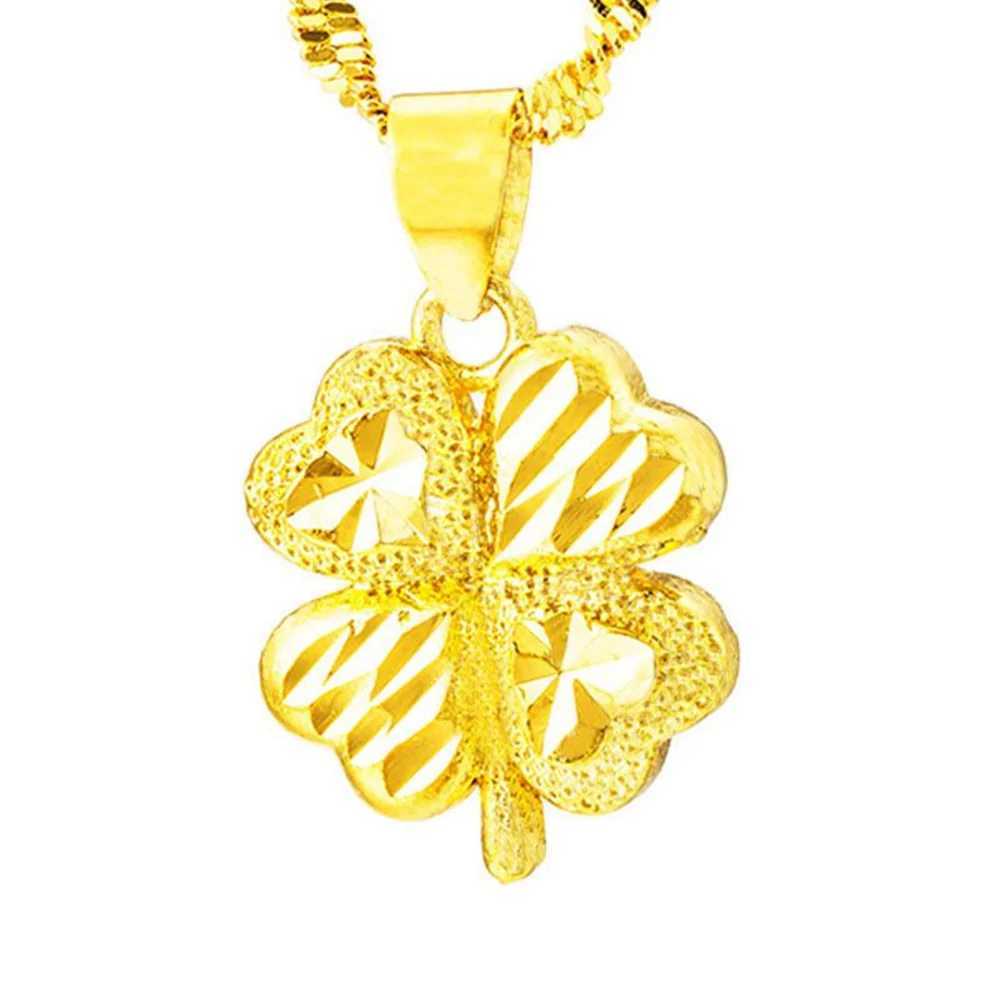 Подвесные ожерелья 18K Золотое ожерелье Lucky Clover 24K Gold for Woman Charm Jewelry Sward Part