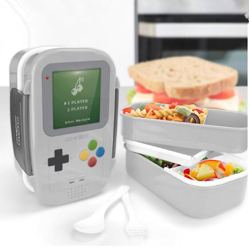 Console de jeu créative Boîte à bento japonais Boîte à lunch drôle pour les enfants à l'école Containier de stockage de nourriture en plastique avec compartiments