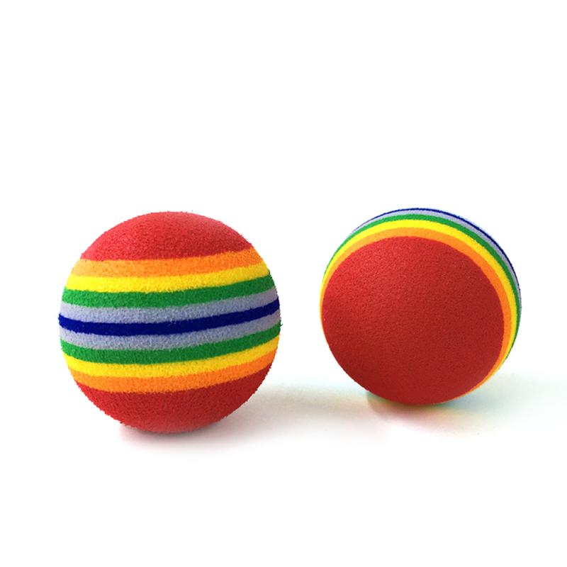 1 st färgglada husdjursleksakbollar Rainbow Foam Ball Interactive Cat Toys Chewing Rattle Scratch Natural Foam Ball Training Pet Supplies