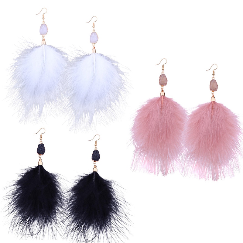 Boucles d'oreilles en plumes authentiques de Bohemian authentique