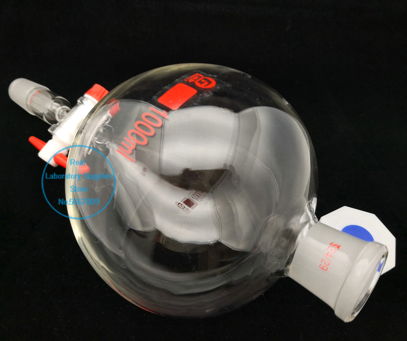 25ml To 1000ml 19# 24# Ball-shaped Clear Lab Ground-in Mouth Glass Separating Funnel with PTFE Piston
