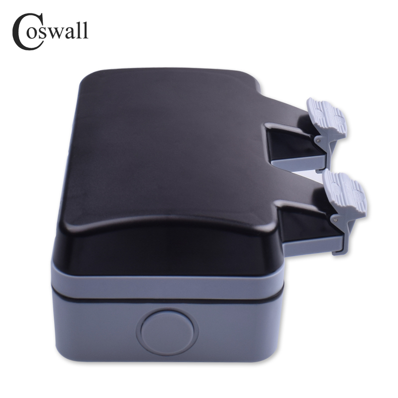 Coswall IP66 Weatherproof Waterproof Outdoor BOX Wall Socket 13A Double Universal / UK Switched Outlet With USB Charging Port