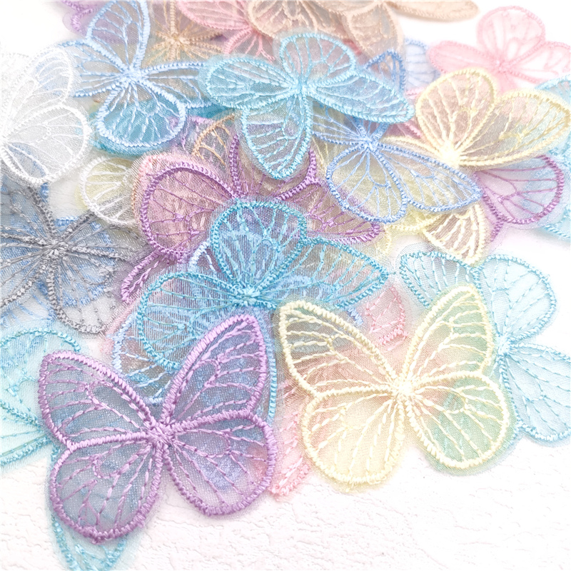 Embroidery Mesh Butterfly Appliques For Shoe Flower Materials DIY jewelry Headwear Accessories