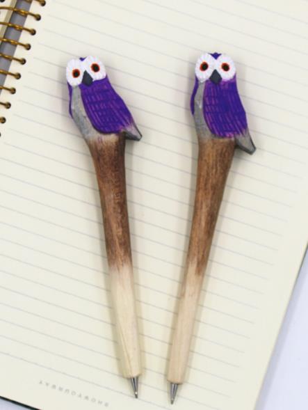 Creative Carved Wooden Animal Pen BallPoint Stationery Hand Painted Vintage Wood pens Back To School Party Favors 