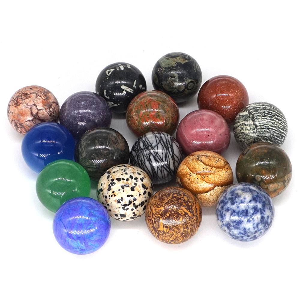 30 mm Großhandel natürliche Edelsteinkugel Kristall Reiki Heilung Energie Globe Home Decor Hand Playstone Ball / Stand #1