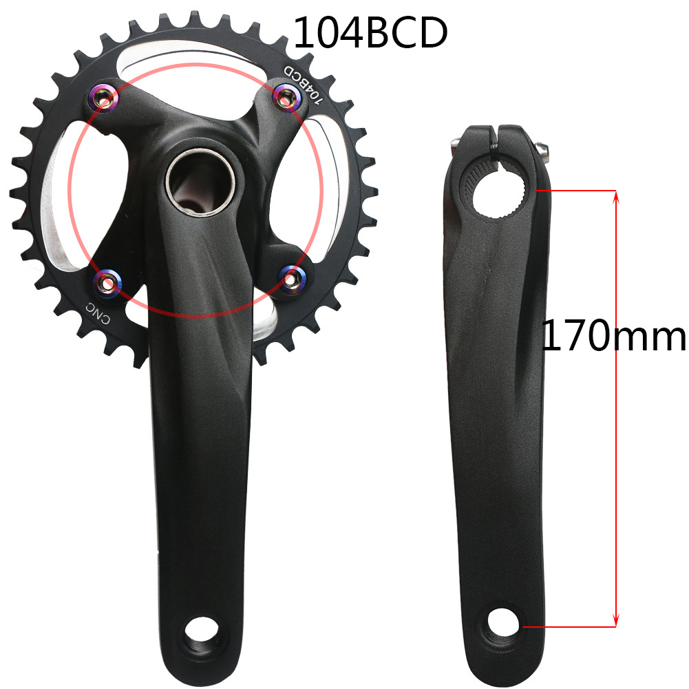 170mm 104BCD MTB Bicycle Crankset Axis Spindle hollow integrated Connecting Rods Bike Crank Arm 30T 32T 40T 42T single Chainring