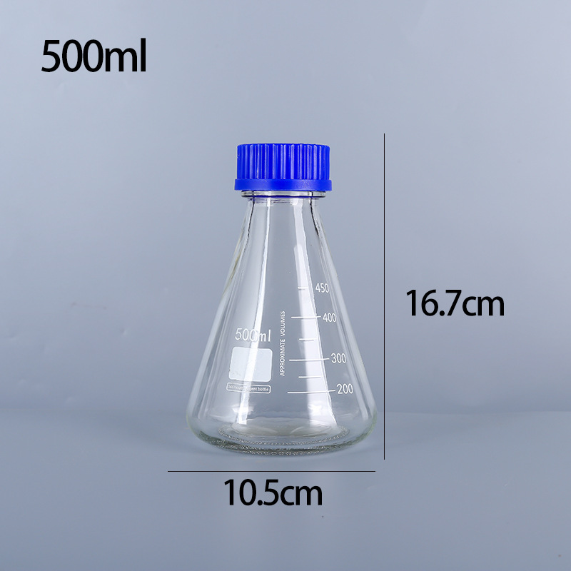 Screw Mouth Triangular Flask Glass Conical Flask Blue Cap 500 / 1000ml Triangular Flask Conical Flask