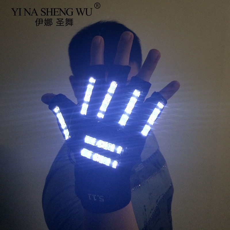 LED LED GLOVES STARE عرض الدعائم LED LED UP قفازات ل DJ Club/Party Show/Performance/Singer Dance عالية الجودة 6 ألوان