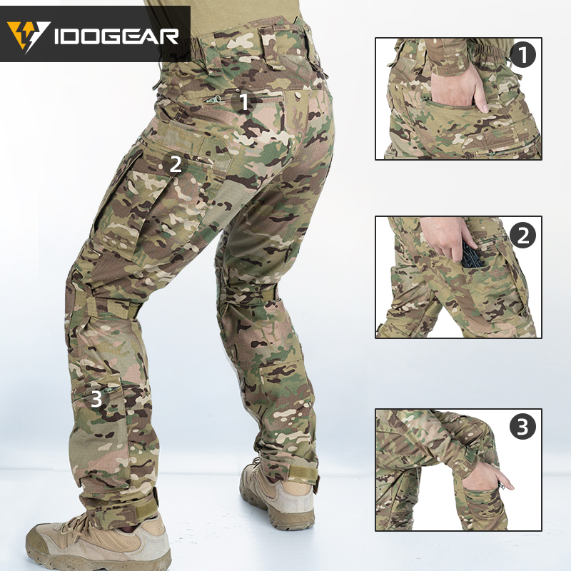 Pantalon UFS de combat iDogear Pantalon tactique avec pantalons de poteaux de genou Camo Chasse 3209