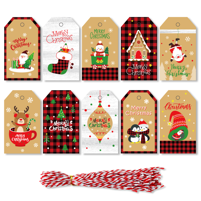 Weihnachten Kraftpapier Tags Frohe Weihnachten Schneemann Deer Geschenkverpackung Label Karte Xmas Party Decor Hang Tags Kleidungsschild Tags