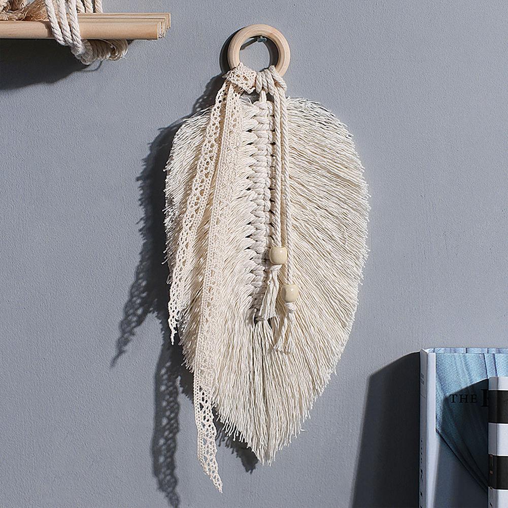 Macrame folha parede pendurada boho decoração caseira