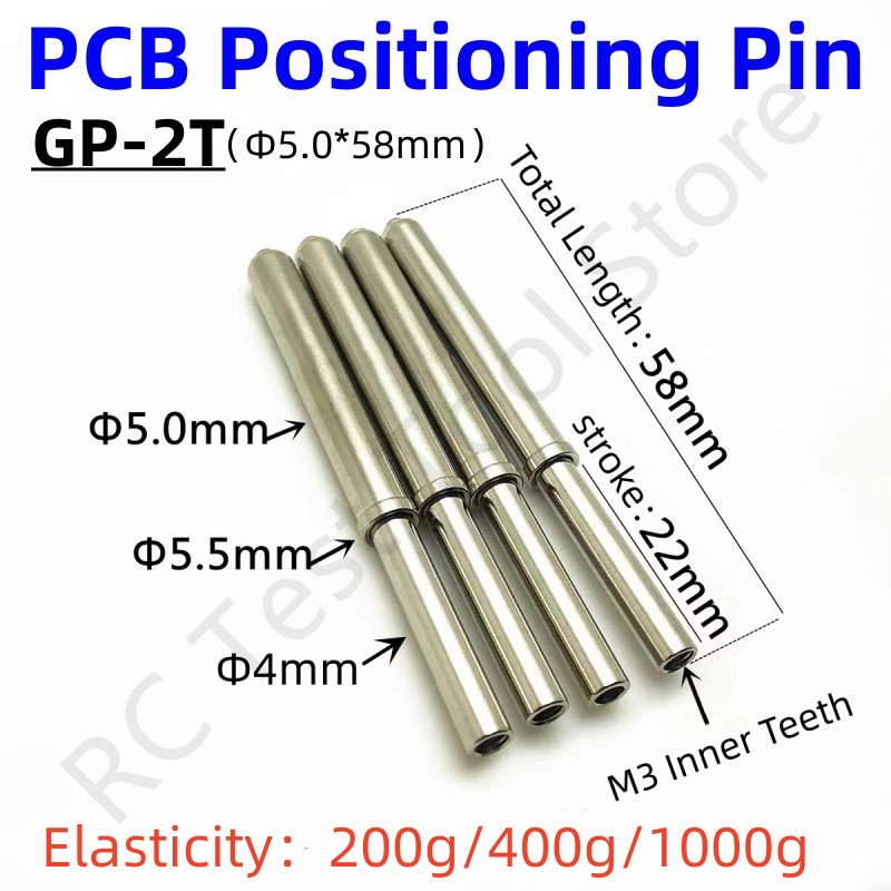 10/Length 58mm Dia 5.0mm Elastic Positioning Pin Column PCB Light Board Positioning Needle Test Tool Dowel M3 Hole Teeth