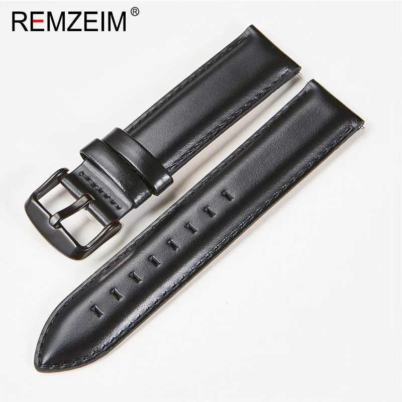 Watch Bands New Genuine Leather Watchband 18mm 20mm 22mm Black Brown Red Cowhide Watch Band Quick Release Strap Watch AccessoriesL2404