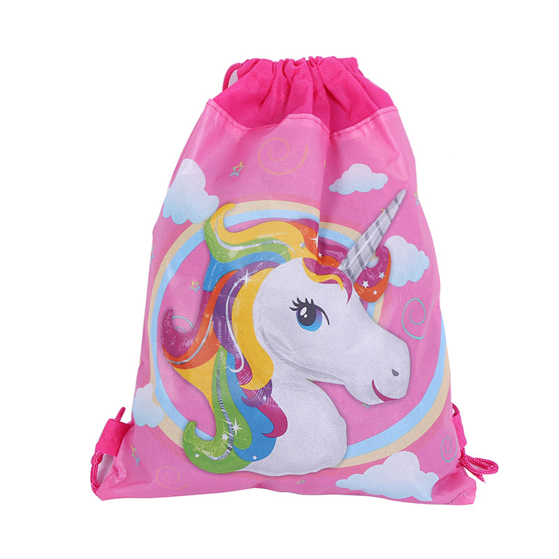 Girls Favors Lovely Unicorn Mochila Non-woven Fabrics Birthday Party Baby Shower Decorate Flower Drawstring Gifts Bags