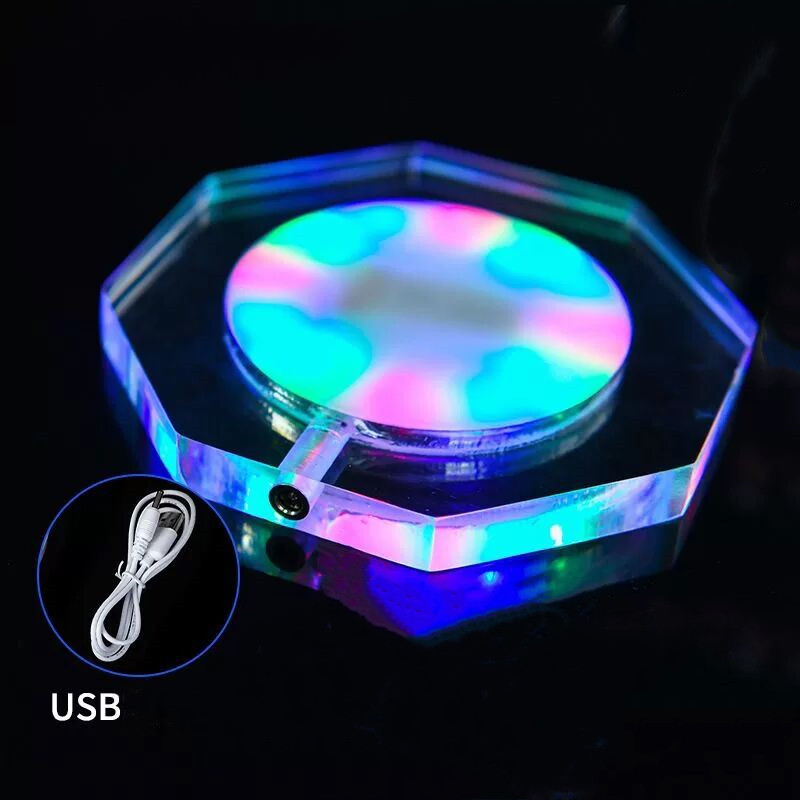 USB uppladdningsbar LED -cocktail Coaster Akryl Drink Coasters Bar Beer Beverage Lighting F/Home Club Wedding Bar Party Decoration