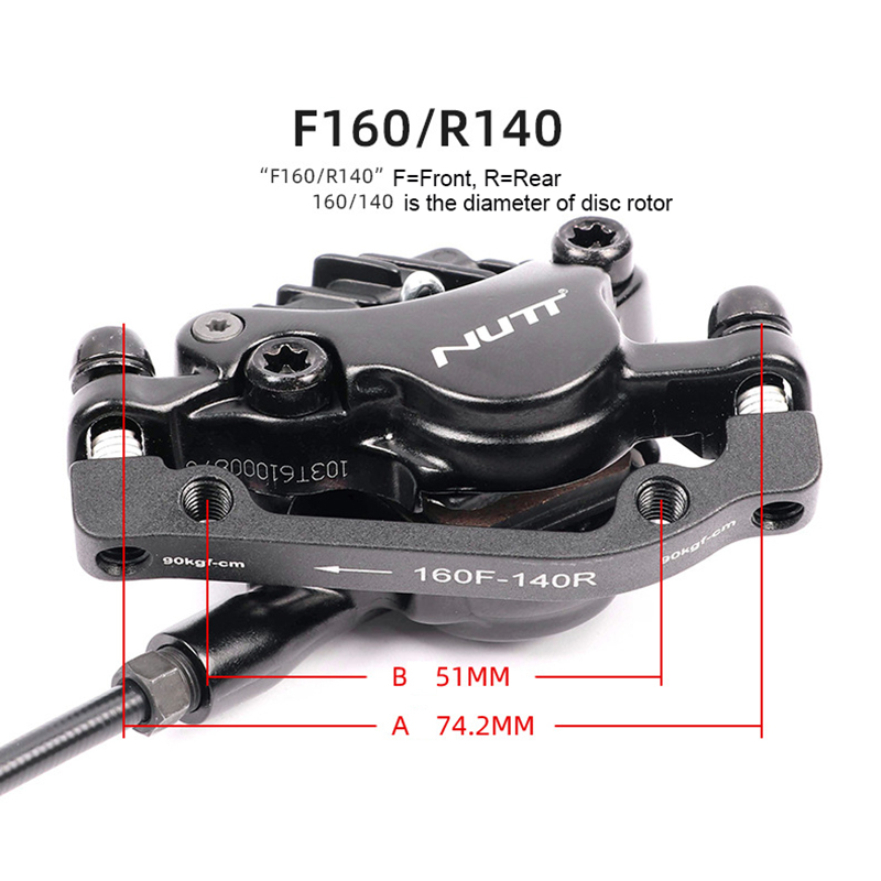 NUTT 800/1400mm MTB Bike brake Hydraulic Disc brake bicycle bike clamp 22.2MM Handlebar 160mm Rotor Front & Rear Brake set