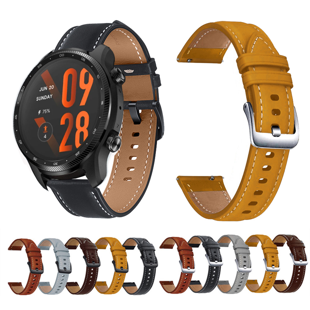 Cinta de couro genuíno de 22 mm para ticwatch pro 3 ultra -gps relógio de pulseira de pulseira para ticwatch pro 2020 3 lte x s2 e2 gtx correia cinto