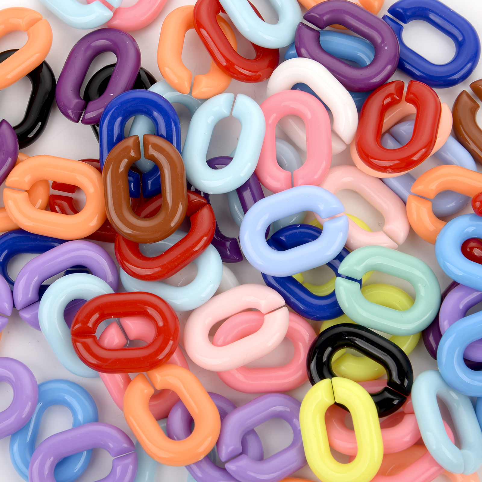 /Los 24x18mm gemischte Farbe Acryl verdrehte Ketten zusammengebaute Teile Perlen für Schmuck Herstellung von DIY -Armband -Halskettenzubehör