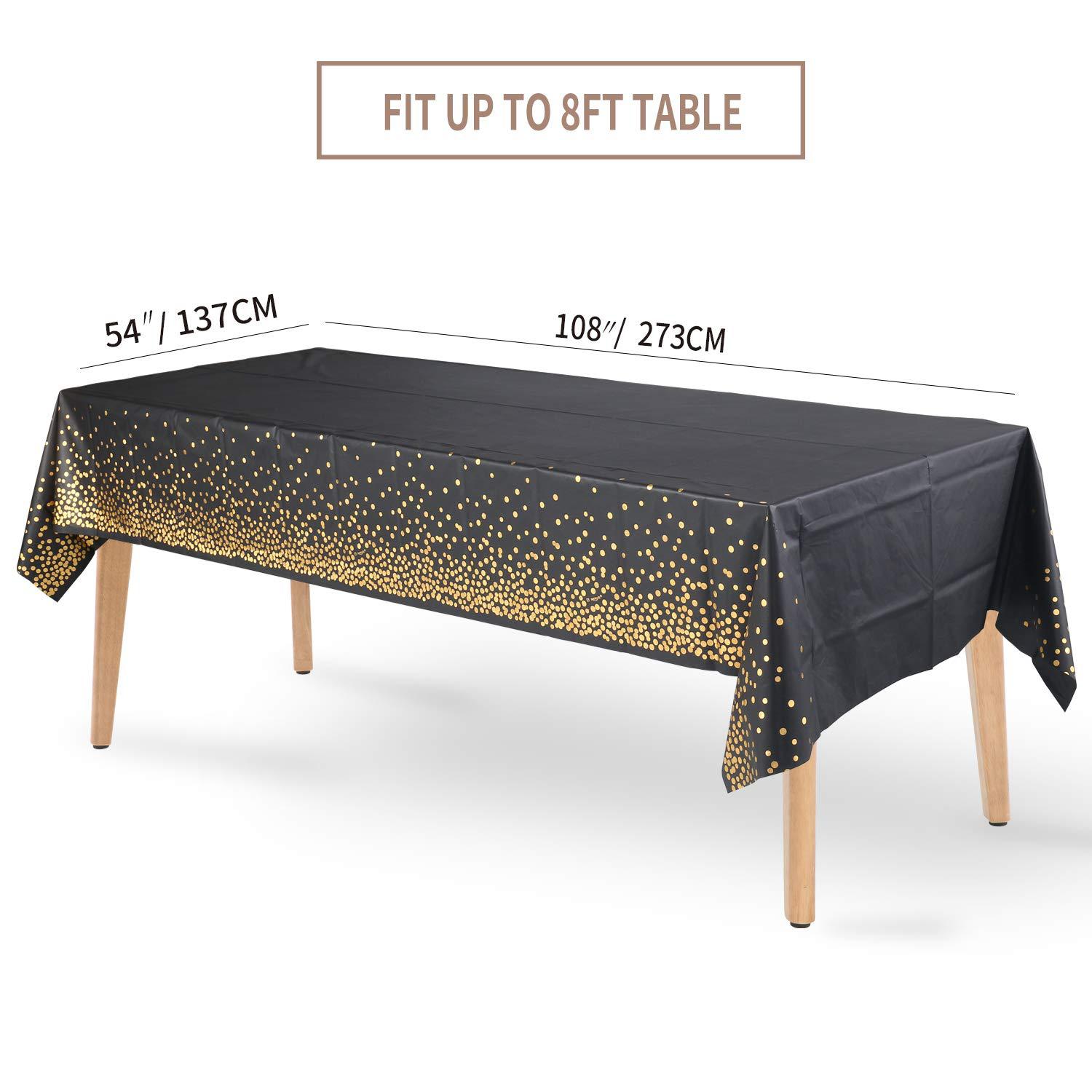 1pack Party Table Cloths jetables, Gold Dot Confetti Rectangular Table Covers pour les fêtes Marrions de Noël de Thanksgiving