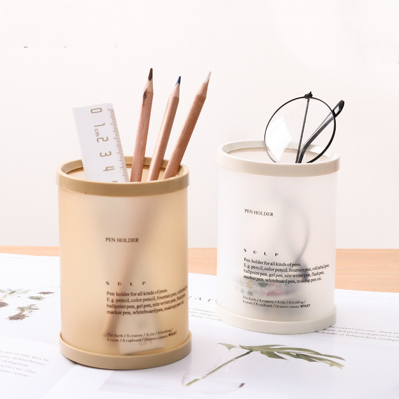 pp 크리에이티브 원통형 펜 배럴은 책상 상단 장식품에 삽입 된 DIY 사무실 문구 학습 연필 케이스