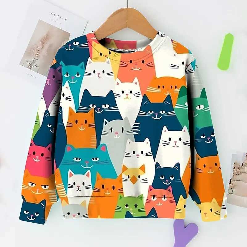 T-shirts Korean Childrens Clothes 2023 Autumn Cartoon Colorful T-Shirt Girls From 2 To 7 Years Long Sleeve Fashion Tshirts 240410