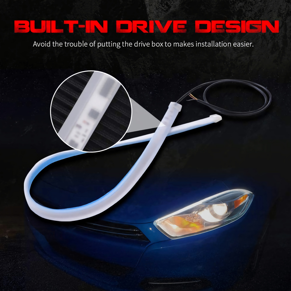 DRL Car Flexible LED Daytime Running Lights Turn Signal Lamp Headlight Waterproof Flexible LED Strip Lights Exterior Decoration