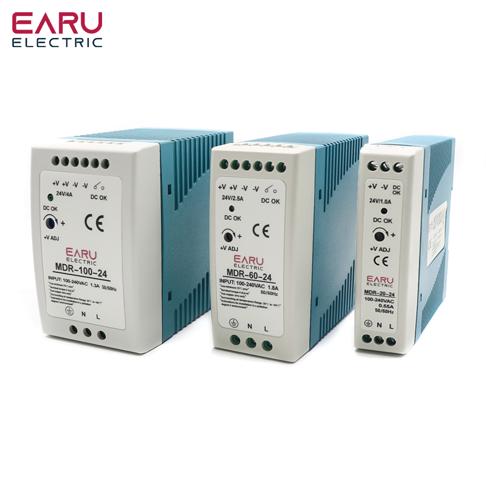 AC100-240V Eingang Mini DIN Rail Switch Netzteilspannungstransformator MDR-10W 20W 40W 60W 100W DC 5V 12V 15V 24 V 36V 48 V Ausgang