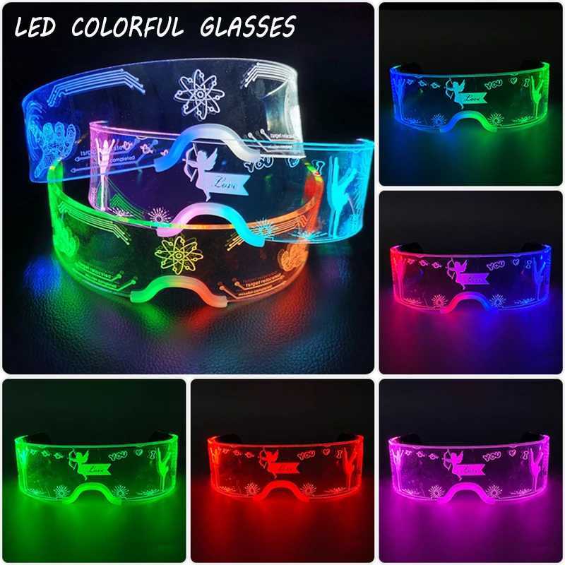 Led Rave Toy Fashion Luminous Decorative Glasses Neon Light Decoration LED Sunglasses For Nightclub DJ Dance Music Rave Costume Night 240410