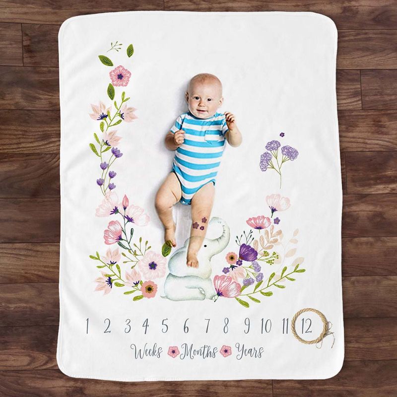 Baby Monthly Record Growth Growth Trastone coperta Boponi Nuova Poppionali fotografici Photography Photo Creative Background Cloth