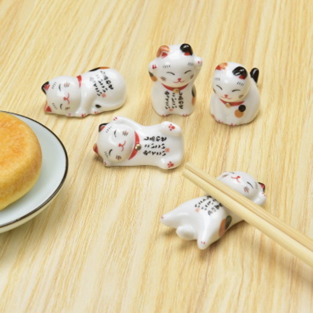 1 stks Japanse stijl keramische eetstokjeshouder Lucky Cat Chopsticks Stand kussenverzorging rust keramisch ambacht keuken servies