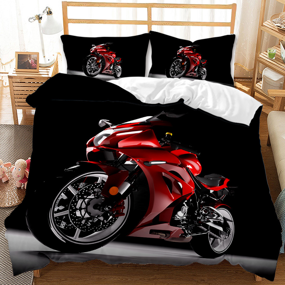 Set di biancheria da letto motociclistica 3D set di copripiumini Queen Size Set Extreme Sports Design bambini Copertina trapunta bambini