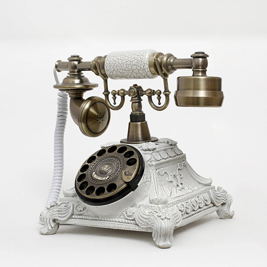European Antique Telephone Rotary Dial Design Retro Landline Phone with Mechanical Ring, Speaker and Redial Function for Home